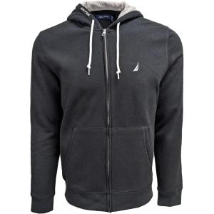Nautica Men’s Nautica Men’s Anchor Fleece Full-zip Hoodie(Black)