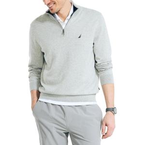 Nautica Men’s Navtech Quarter-Zip Sweater(Grey Heather)