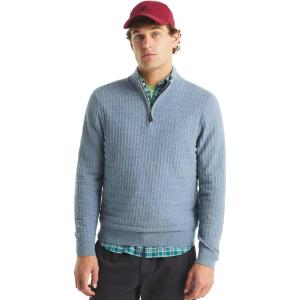 Nautica Men’s Navtech Quarter-Zip Sweater(Textured Achor Blue Heather)