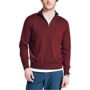 Nautica Men’s Quarter-Zip Sweater(Deep Crimson)