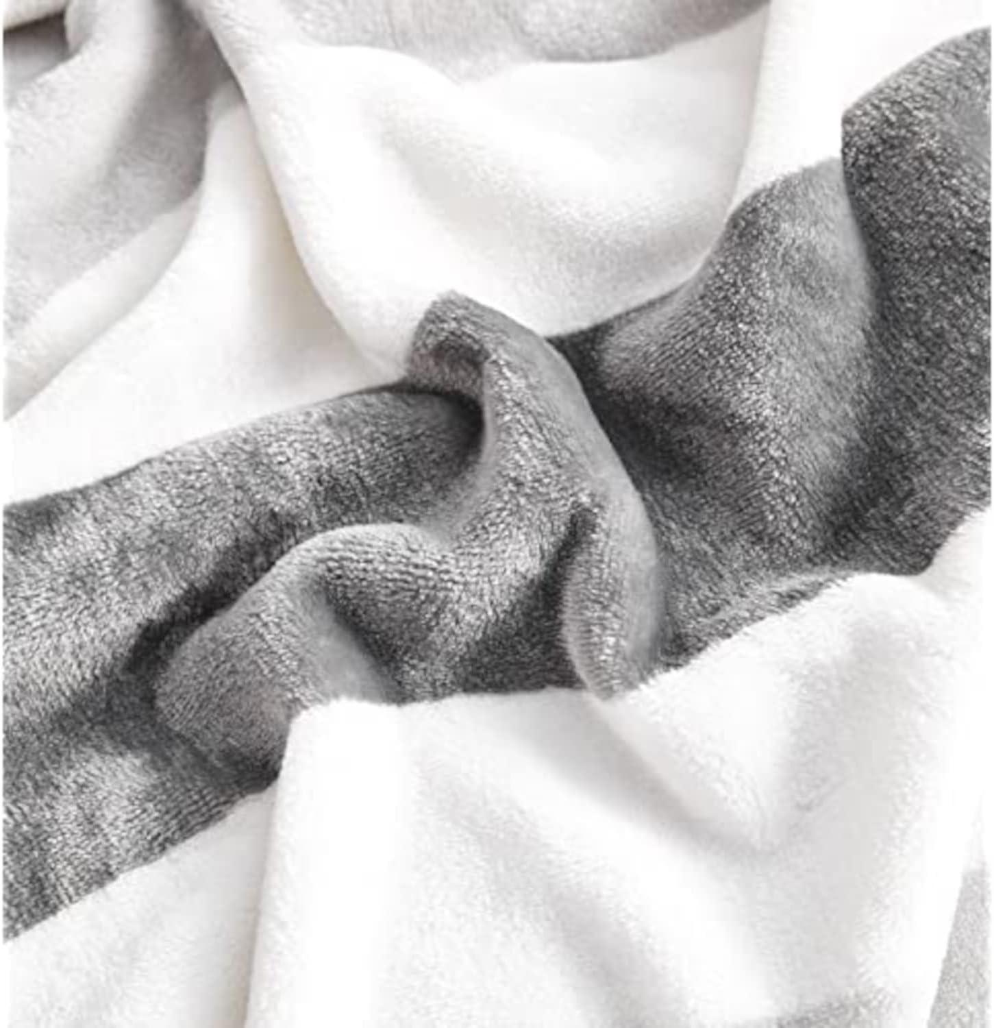 imageNautica Throw Blanket Super Soft amp Cozy Fleece Blanket Lightweight Plush Bedding for Couch amp Bed Awning Stripe Navy 50 x 60Awning Stripe GreyWhite