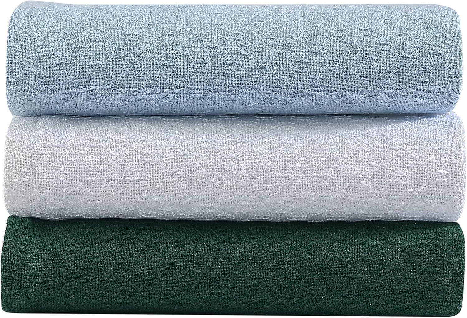 imageNautica Twin Blanket Cotton Woven Bedding MediumWeight for All Seasons Ideal Dorm Essentials OekoTex Certified Ripple Cove GreenRipple Cove Blue