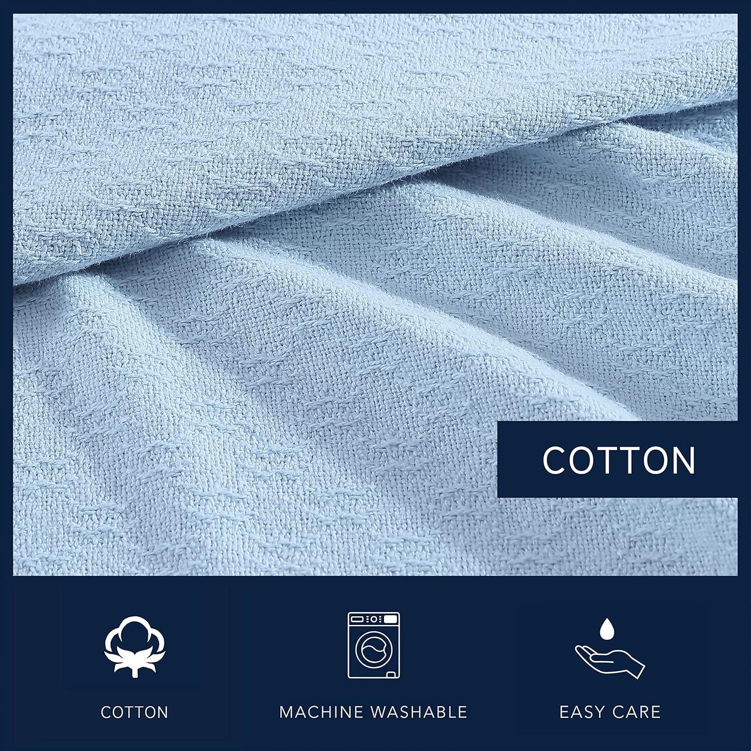 imageNautica Twin Blanket Cotton Woven Bedding MediumWeight for All Seasons Ideal Dorm Essentials OekoTex Certified Ripple Cove GreenRipple Cove Blue