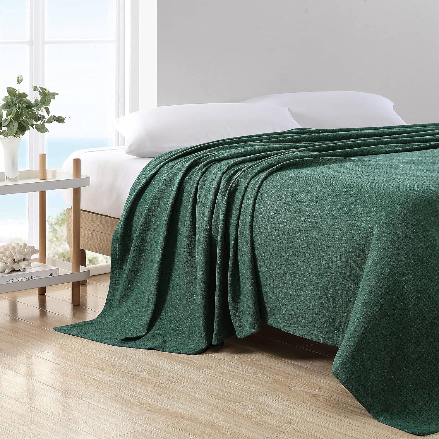 imageNautica Twin Blanket Cotton Woven Bedding MediumWeight for All Seasons Ideal Dorm Essentials OekoTex Certified Ripple Cove GreenRipple Cove Green