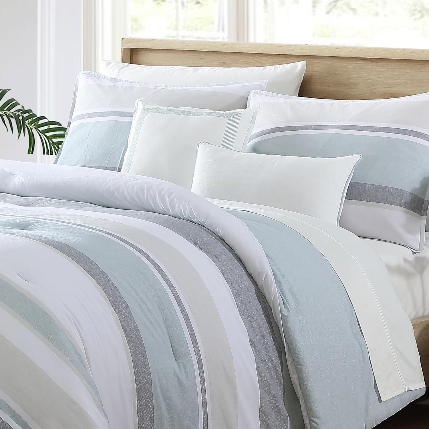 imageNautica Twin Comforter Set Cotton Reversible Bedding with Matching Sham amp Bonus Decorative Pillows Westport Navy TwinTwin XLWestport Blue
