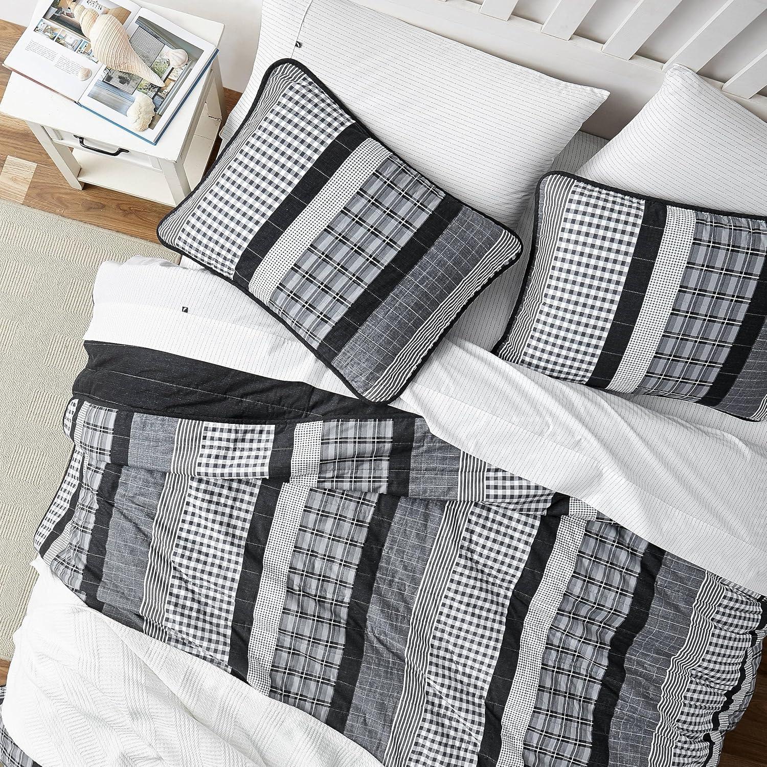 imageNautica Twin Quilt Set Cotton Reversible Bedding Home Decor for All Seasons Dorm Room Essentials Gulf Shores Grey TwinGulf Shores Grey