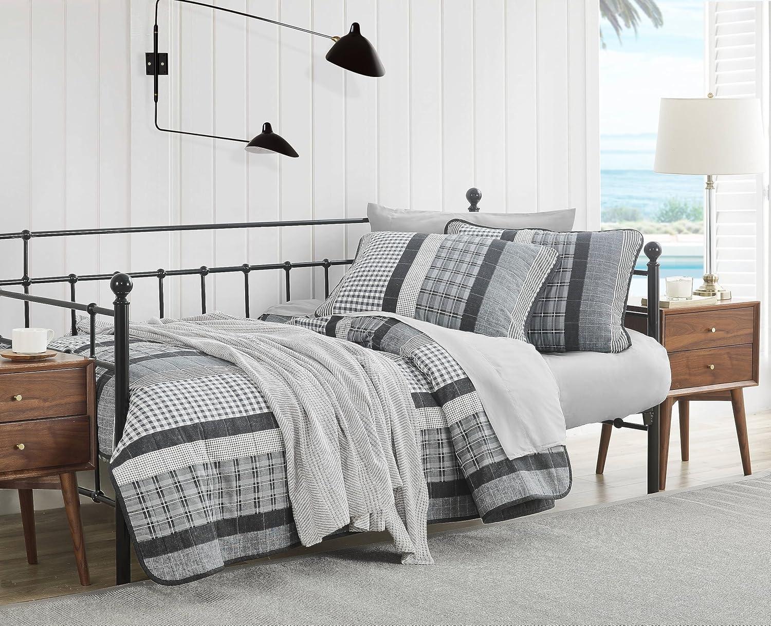 imageNautica Twin Quilt Set Cotton Reversible Bedding Home Decor for All Seasons Dorm Room Essentials Gulf Shores Grey TwinGulf Shores Grey