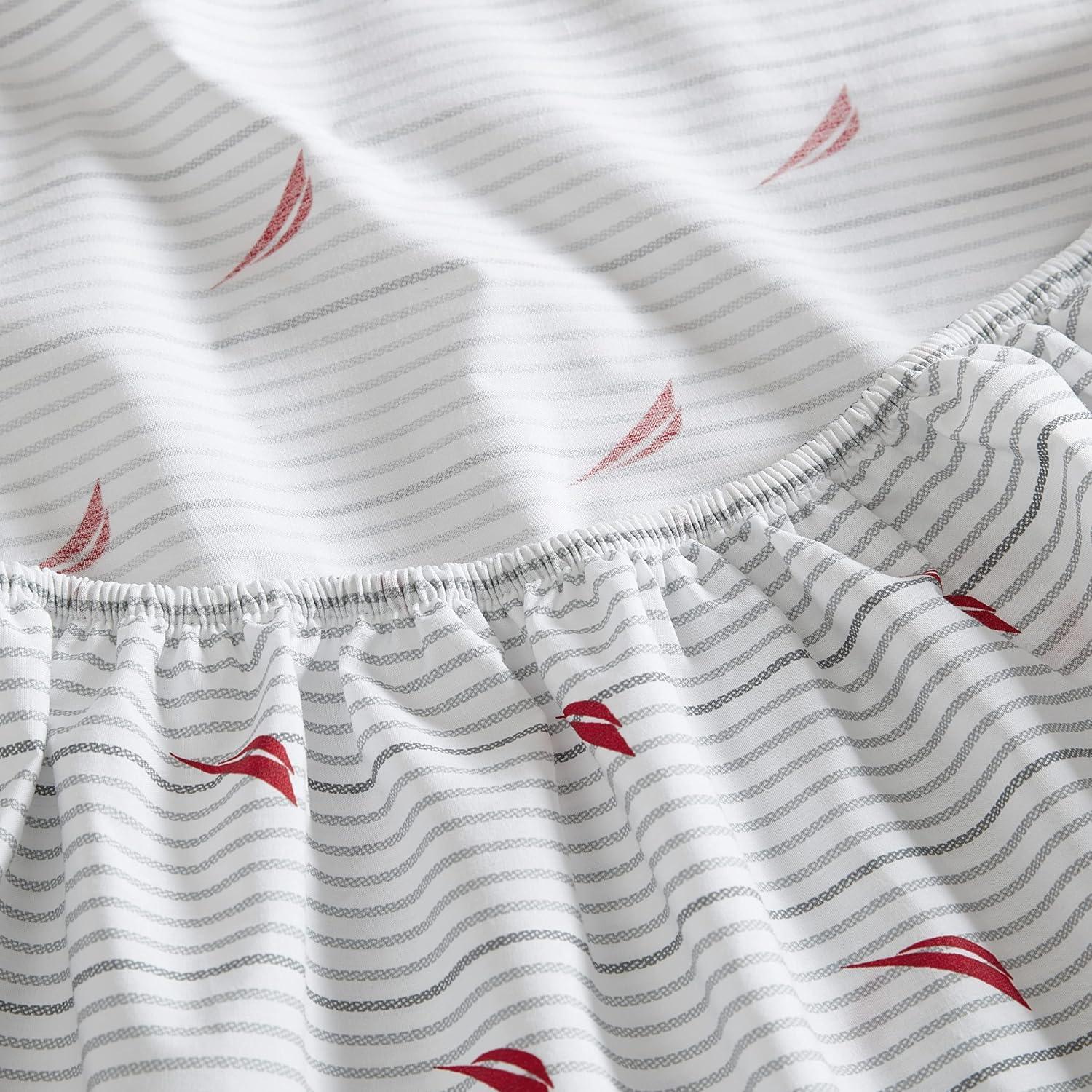 imageNautica Twin Sheet Set Cotton Percale Bedding Set Crisp amp Cool Lightweight amp Breathable Brenton Stripe Navy Blue TwinAudley Stripe Red