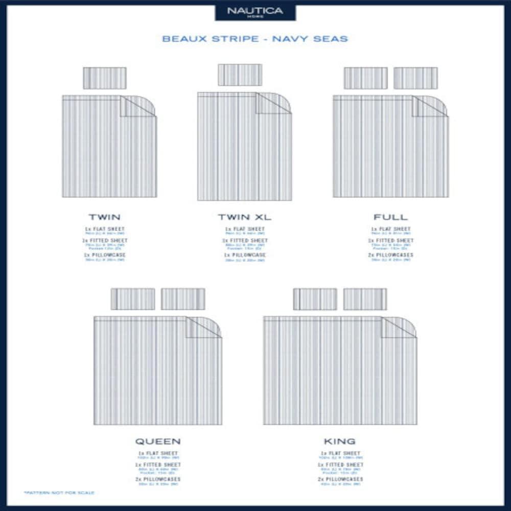 imageNautica Twin Sheet Set Cotton Percale Bedding Set Crisp amp Cool Lightweight amp Breathable Brenton Stripe Navy Blue TwinBeaux Stripe Navy