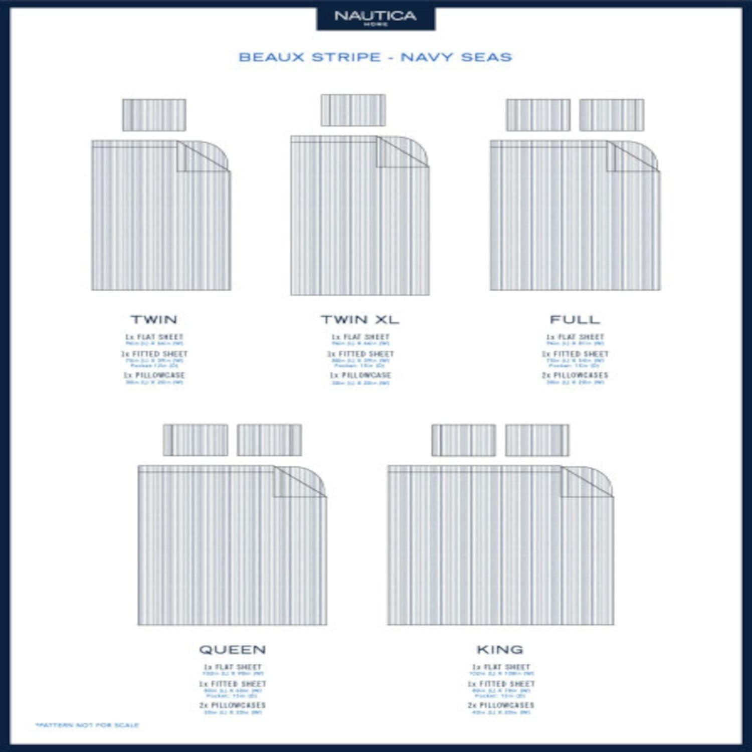 imageNautica Twin Sheet Set Cotton Percale Bedding Set Crisp amp Cool Lightweight amp Breathable Brenton Stripe Navy Blue TwinBeaux Stripe Navy