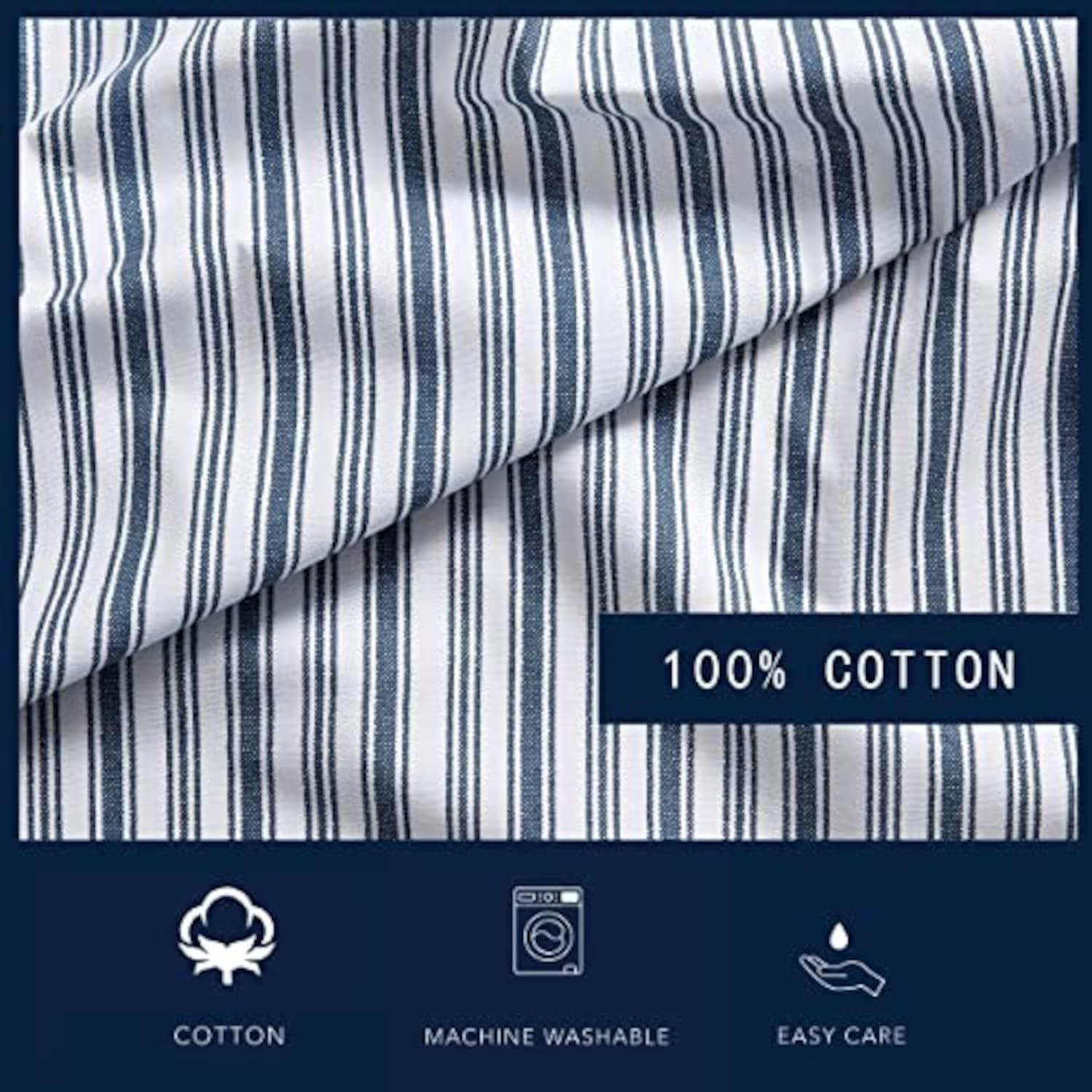 imageNautica Twin Sheet Set Cotton Percale Bedding Set Crisp amp Cool Lightweight amp Breathable Brenton Stripe Navy Blue TwinColeridge Stripe Blue