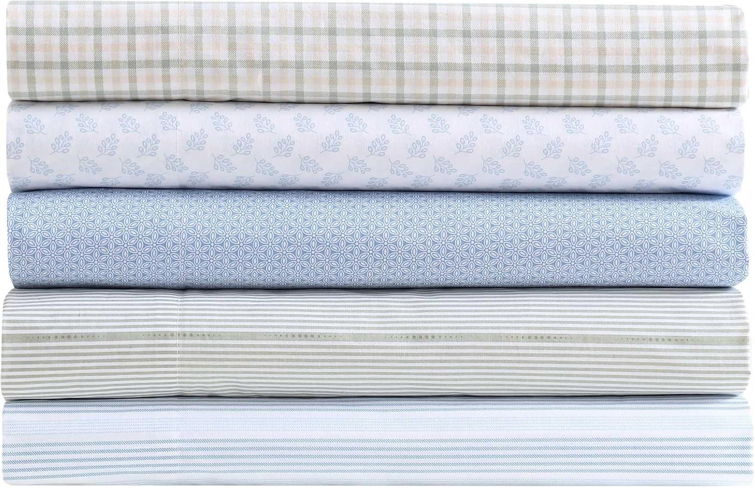 imageNautica Twin Sheet Set Cotton Percale Bedding Set Crisp amp Cool Lightweight amp Breathable Brenton Stripe Navy Blue TwinGeo Floral Blue