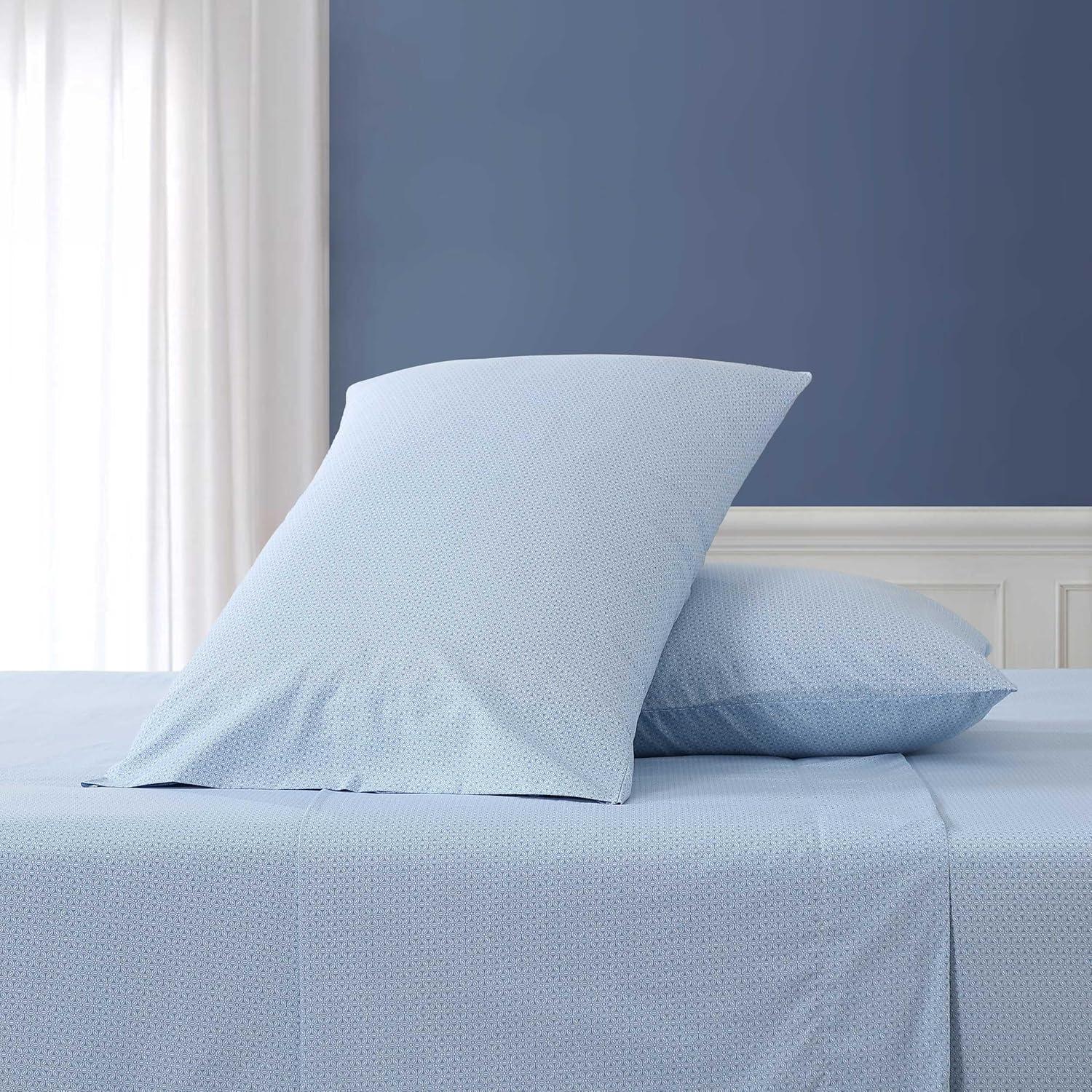 imageNautica Twin Sheet Set Cotton Percale Bedding Set Crisp amp Cool Lightweight amp Breathable Brenton Stripe Navy Blue TwinGeo Floral Blue