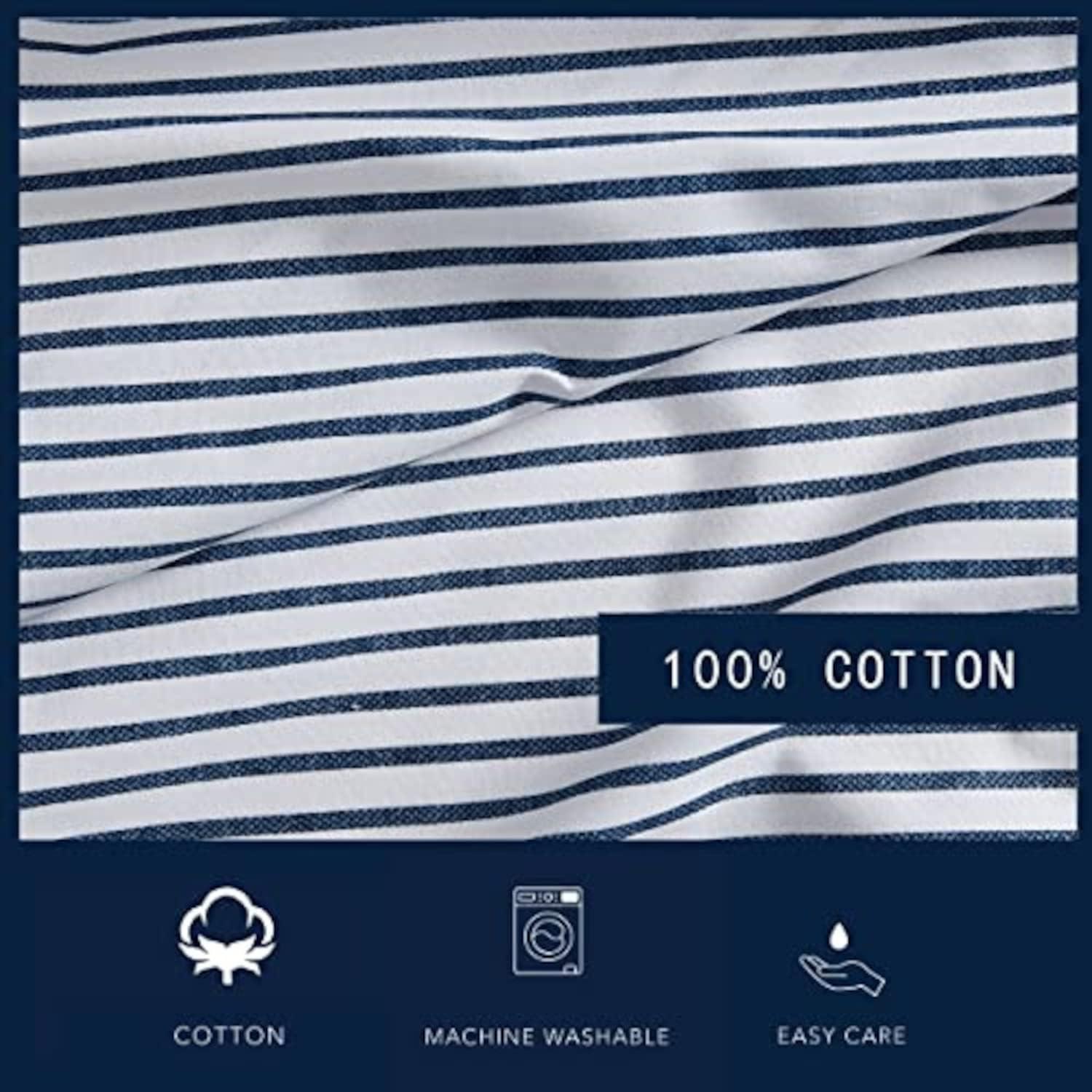 imageNautica Twin Sheet Set Cotton Percale Bedding Set Crisp amp Cool Lightweight amp Breathable Brenton Stripe Navy Blue TwinHarmead