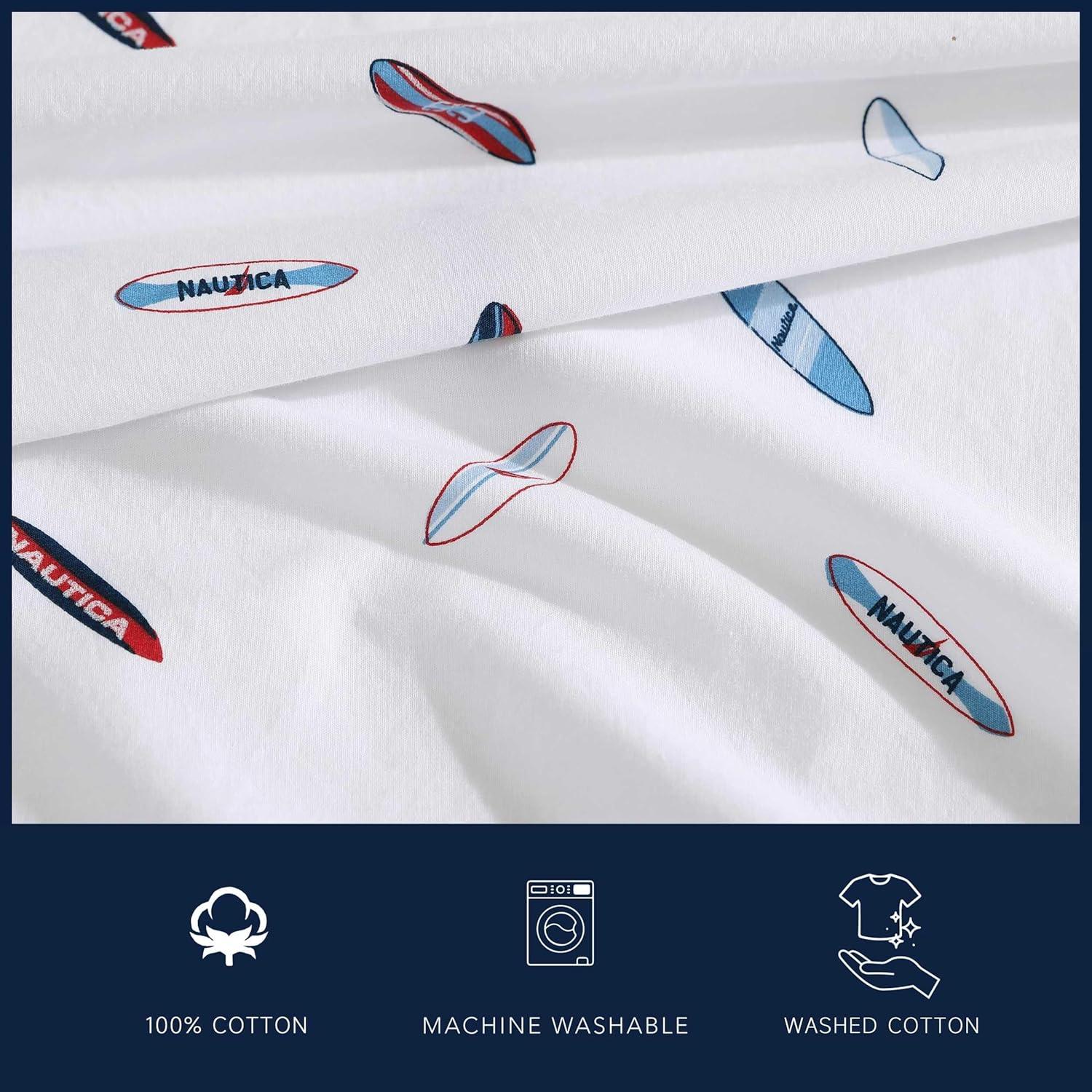imageNautica Twin Sheet Set Cotton Percale Bedding Set Crisp amp Cool Lightweight amp Breathable Brenton Stripe Navy Blue TwinHigh Surf
