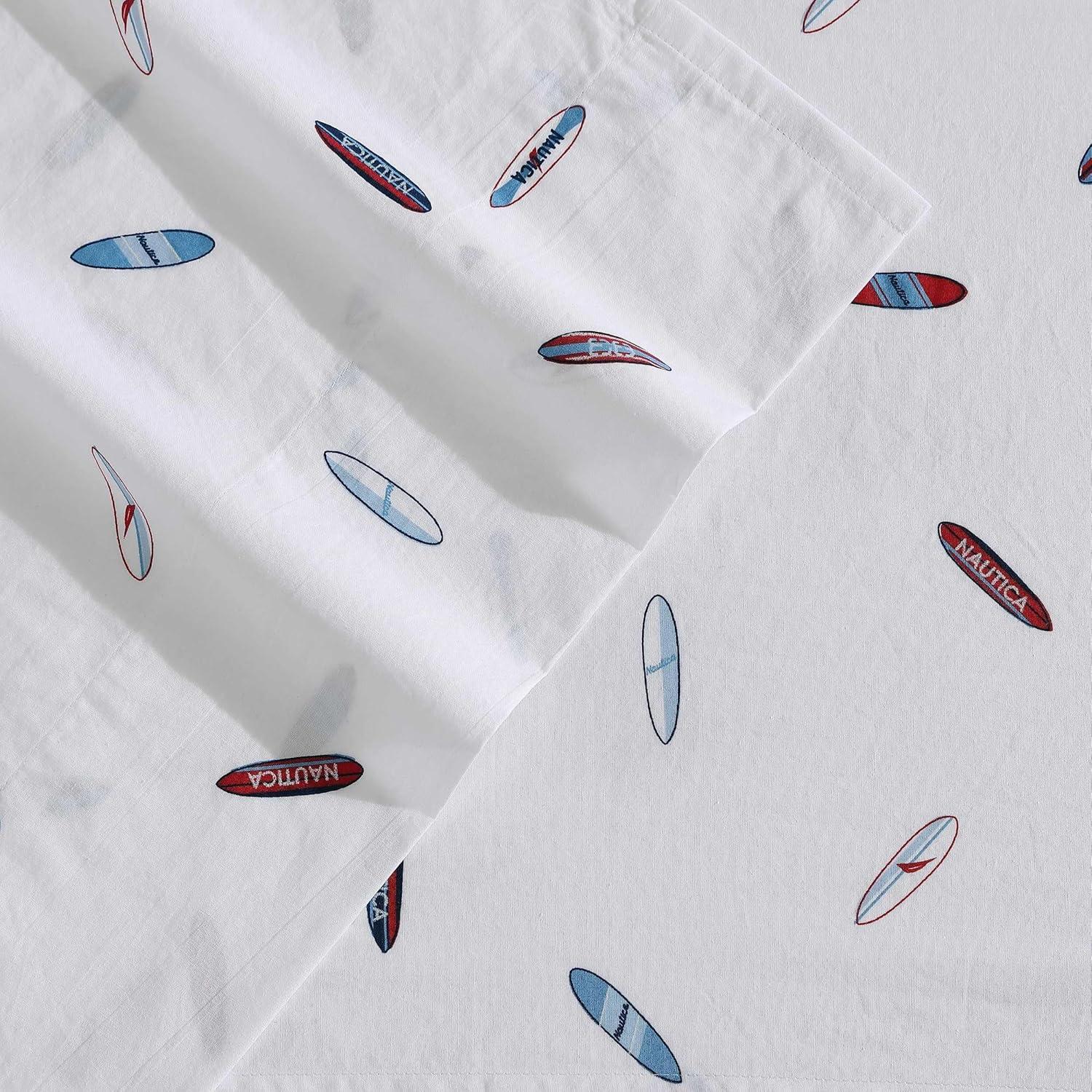 imageNautica Twin Sheet Set Cotton Percale Bedding Set Crisp amp Cool Lightweight amp Breathable Brenton Stripe Navy Blue TwinHigh Surf