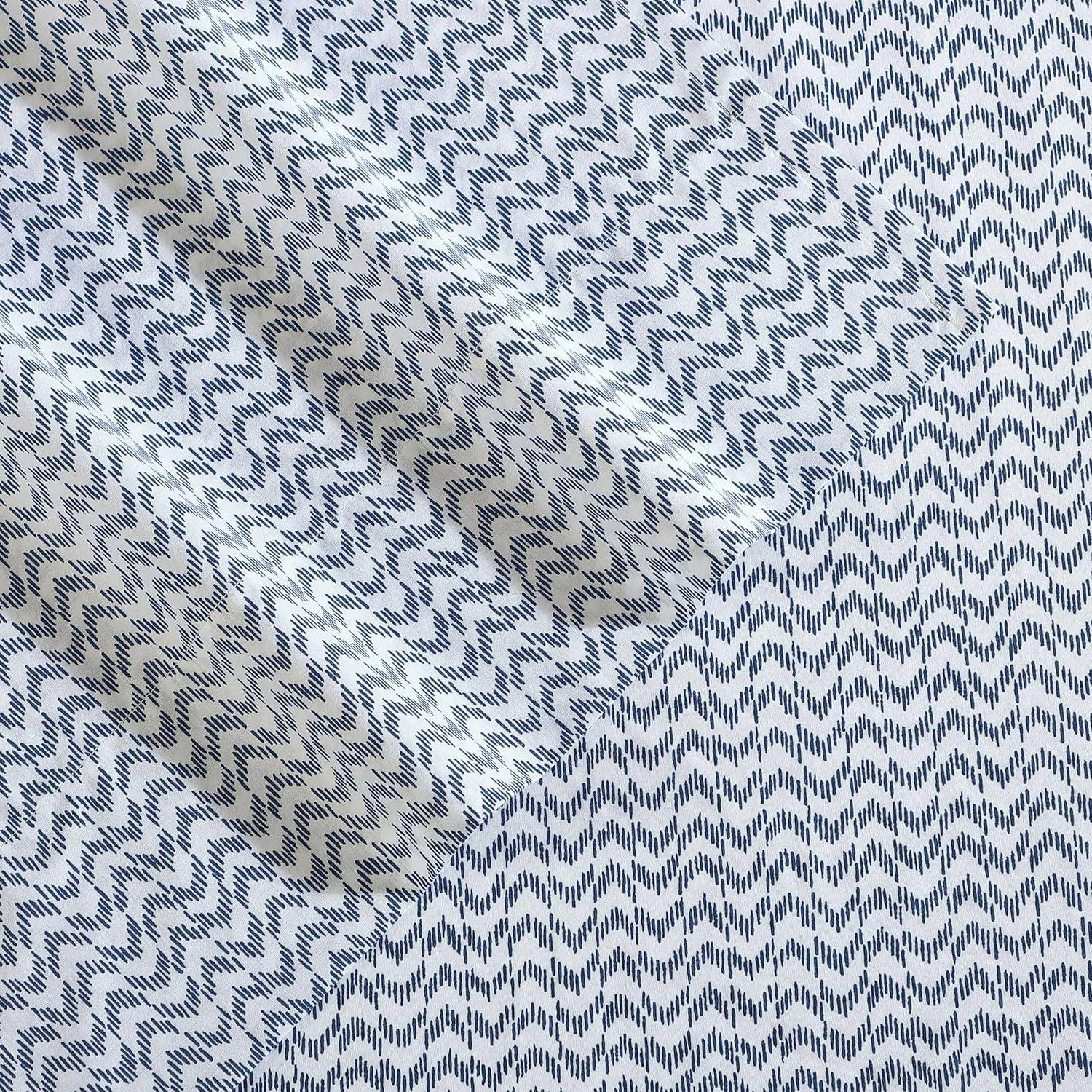 imageNautica Twin Sheet Set Cotton Percale Bedding Set Crisp amp Cool Lightweight amp Breathable Brenton Stripe Navy Blue TwinIkat Wave Blue