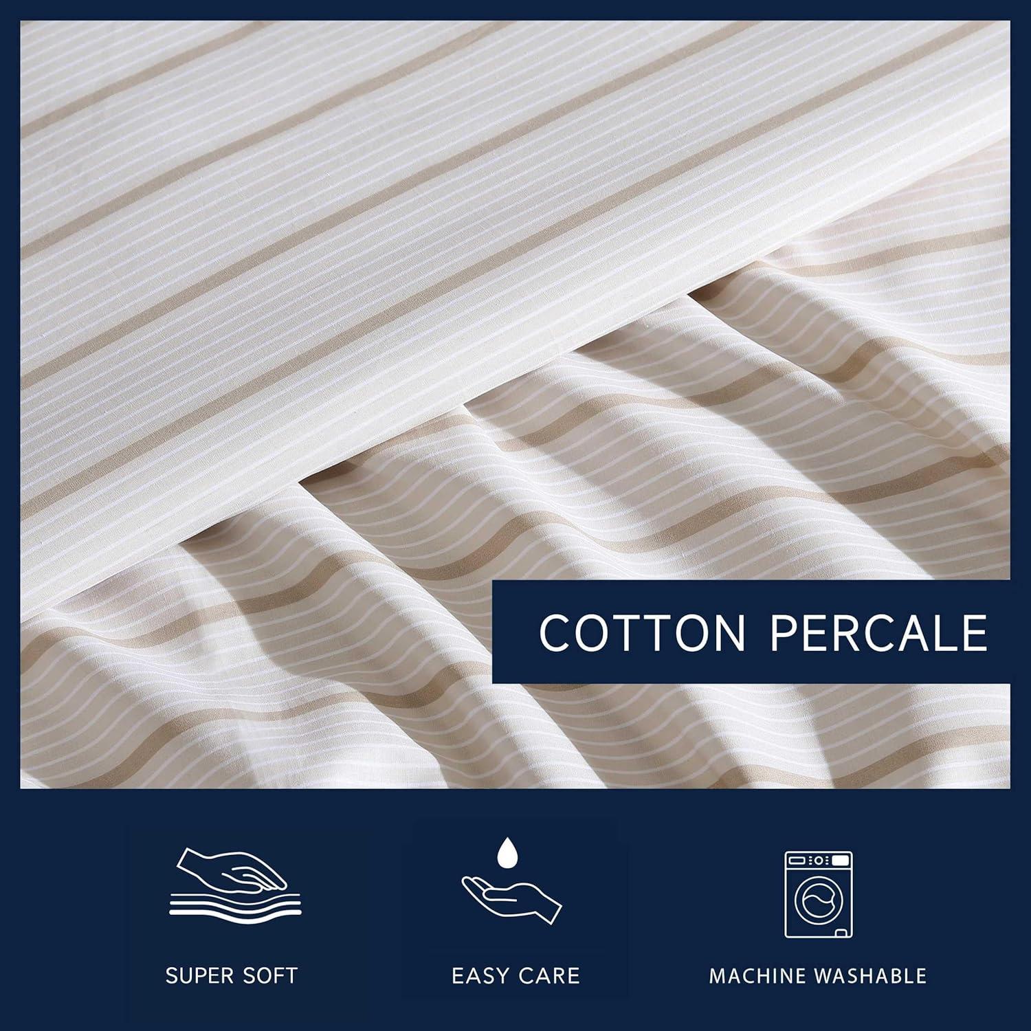 imageNautica Twin Sheet Set Cotton Percale Bedding Set Crisp amp Cool Lightweight amp Breathable Brenton Stripe Navy Blue TwinMerrick Stripe