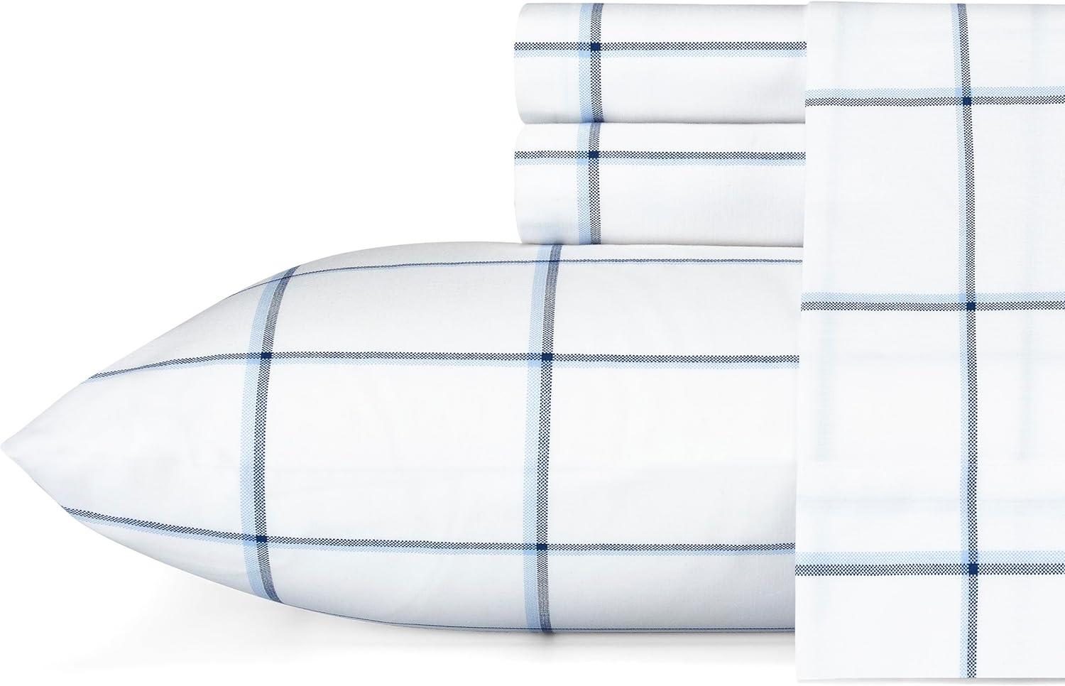 imageNautica Twin Sheet Set Cotton Percale Bedding Set Crisp amp Cool Lightweight amp Breathable Brenton Stripe Navy Blue TwinPlot Blue