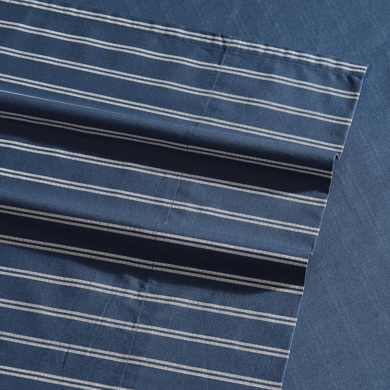imageNautica Twin Sheet Set Cotton Percale Bedding Set Crisp amp Cool Lightweight amp Breathable Brenton Stripe Navy Blue TwinRichmond Stripe