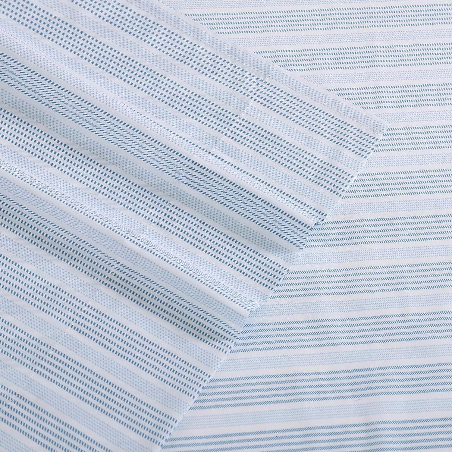 imageNautica Twin Sheet Set Cotton Percale Bedding Set Crisp amp Cool Lightweight amp Breathable Brenton Stripe Navy Blue TwinTayleur Stripe Blue