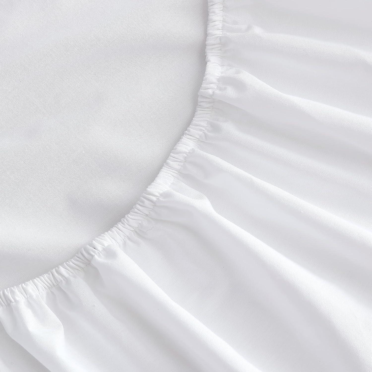 imageNautica Twin Size Fitted Sheet 100 Cotton Lightweight SinglePly Percale Bedding Cool amp Crisp Weave with Elasticized Fit for a Smooth Finish Beaux Stripe BlueSolid White