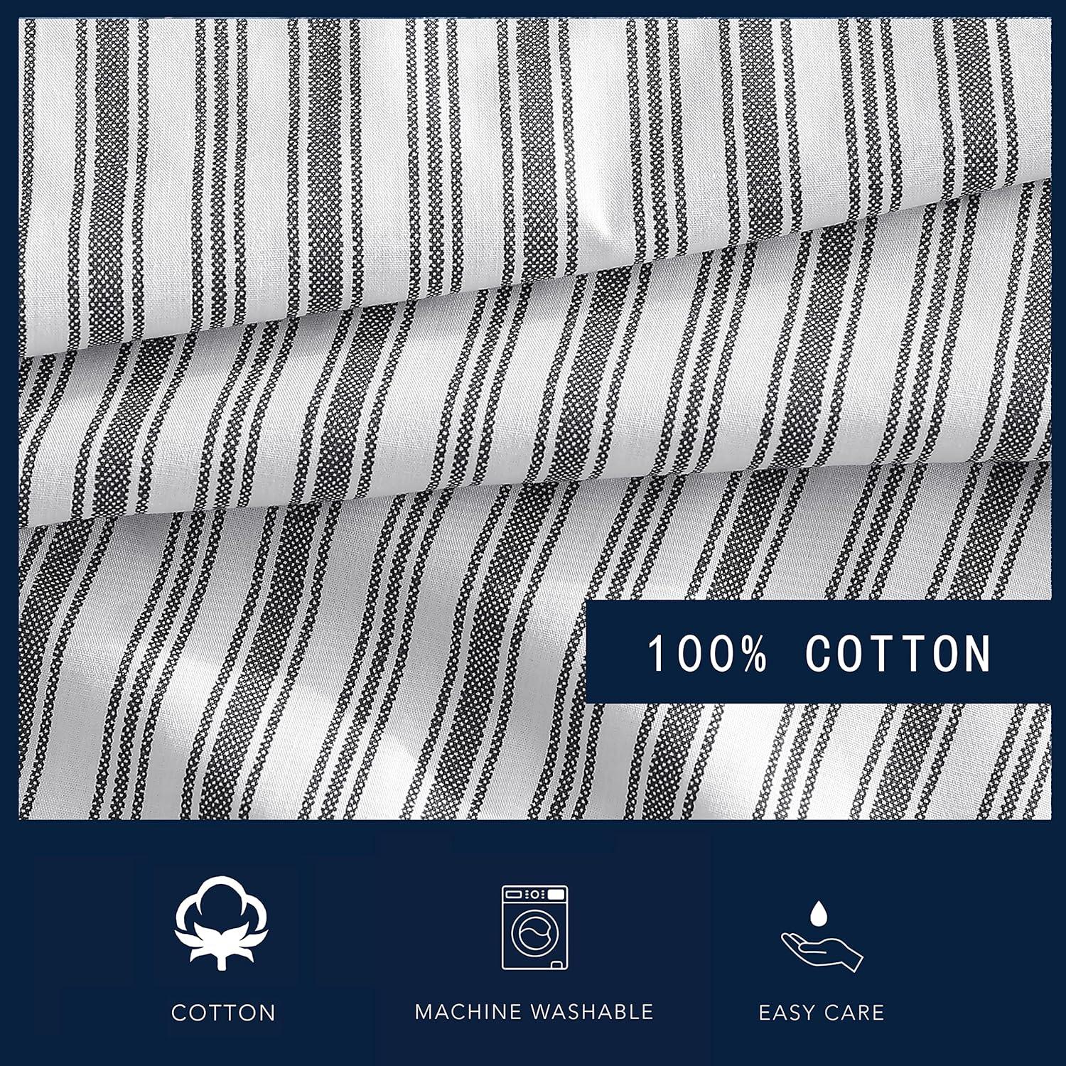 imageNautica Twin Size Fitted Sheet 100 Cotton Lightweight SinglePly Percale Bedding Cool amp Crisp Weave with Elasticized Fit for a Smooth Finish Beaux Stripe BlueColeridge Stripe Charcoal