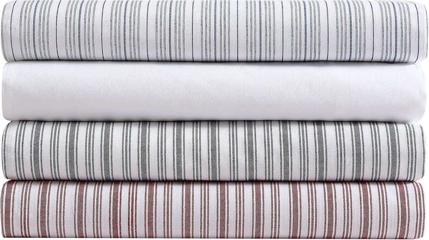 imageNautica Twin Size Fitted Sheet 100 Cotton Lightweight SinglePly Percale Bedding Cool amp Crisp Weave with Elasticized Fit for a Smooth Finish Beaux Stripe BlueBeaux Stripe Blue