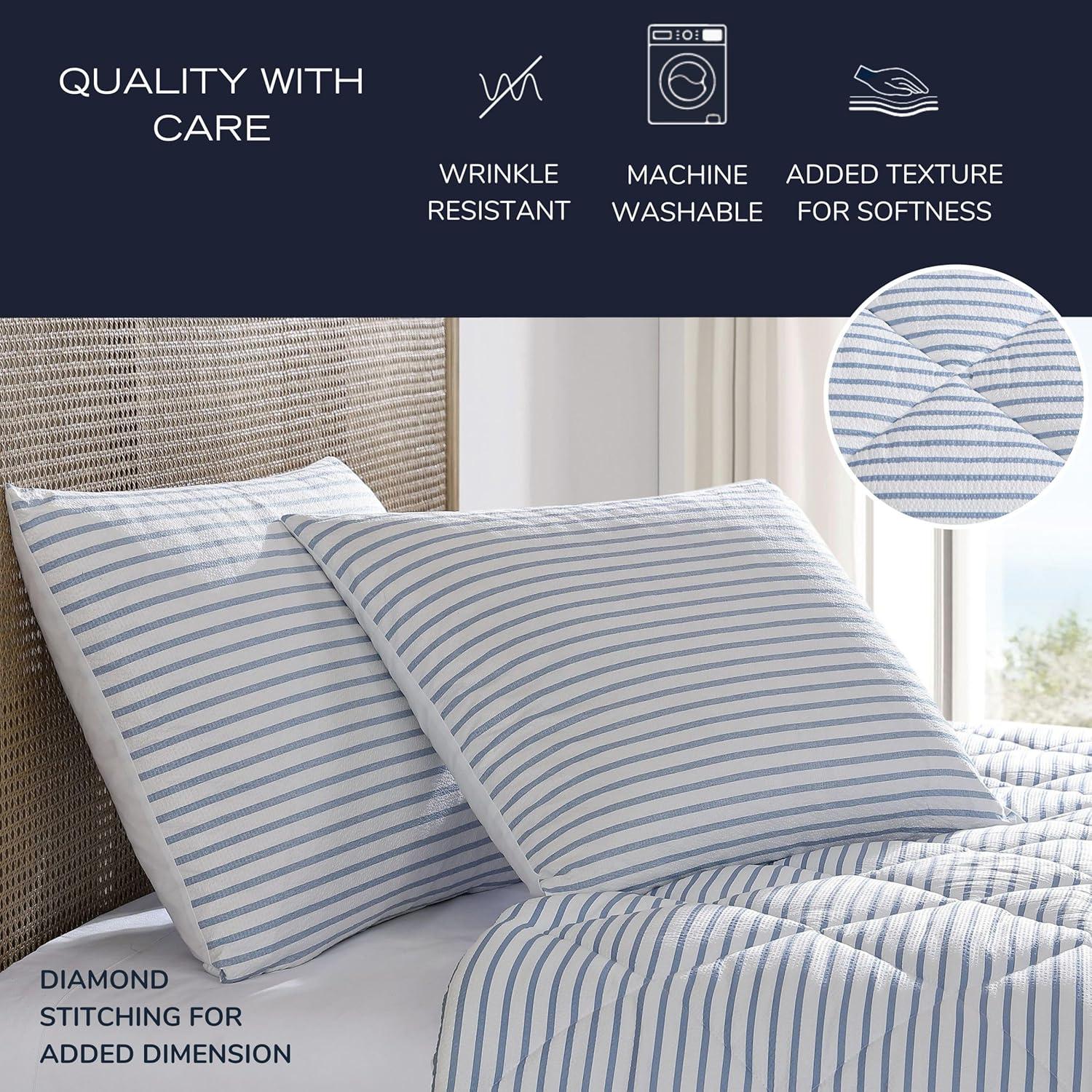 imageNautica TwinTwin XL Comforter Set Soft Brushed Bedding with a Relaxed Feel for YearRound Use 2 Piece Bed Set with Matching Pillowcase Heathered Block GreyWindsor Blue