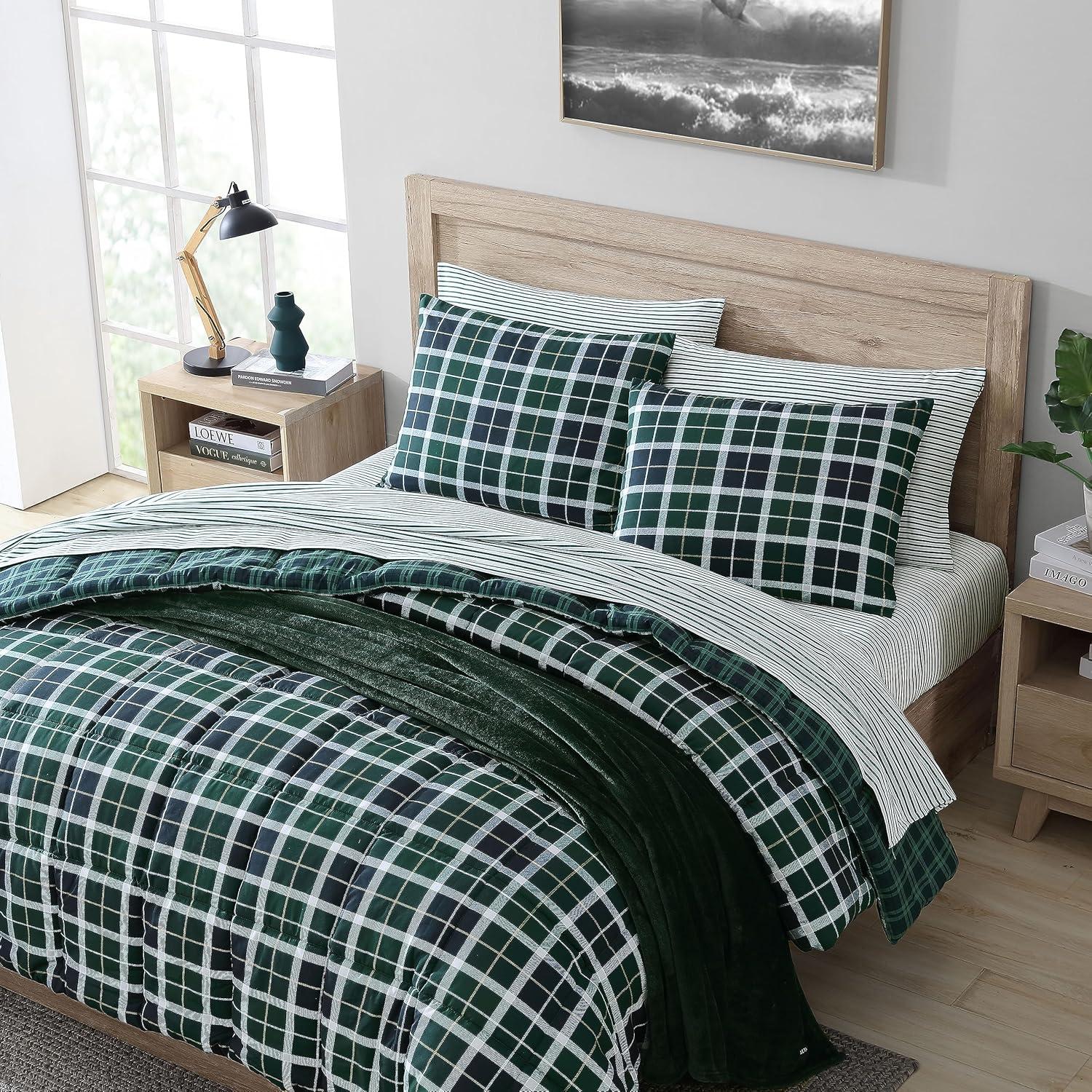 imageNautica TwinTwin XL Comforter Set Soft Brushed Bedding with a Relaxed Feel for YearRound Use 2 Piece Bed Set with Matching Pillowcase Heathered Block GreyNorthsail Plaid Navy