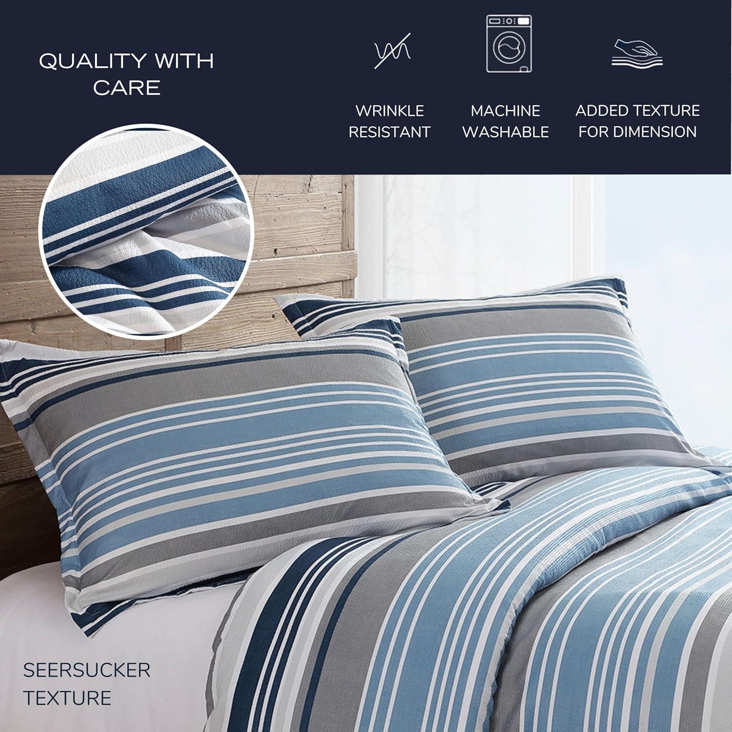 imageNautica TwinTwin XL Comforter Set Soft Brushed Bedding with a Relaxed Feel for YearRound Use 2 Piece Bed Set with Matching Pillowcase Heathered Block GreyBradlee Blue
