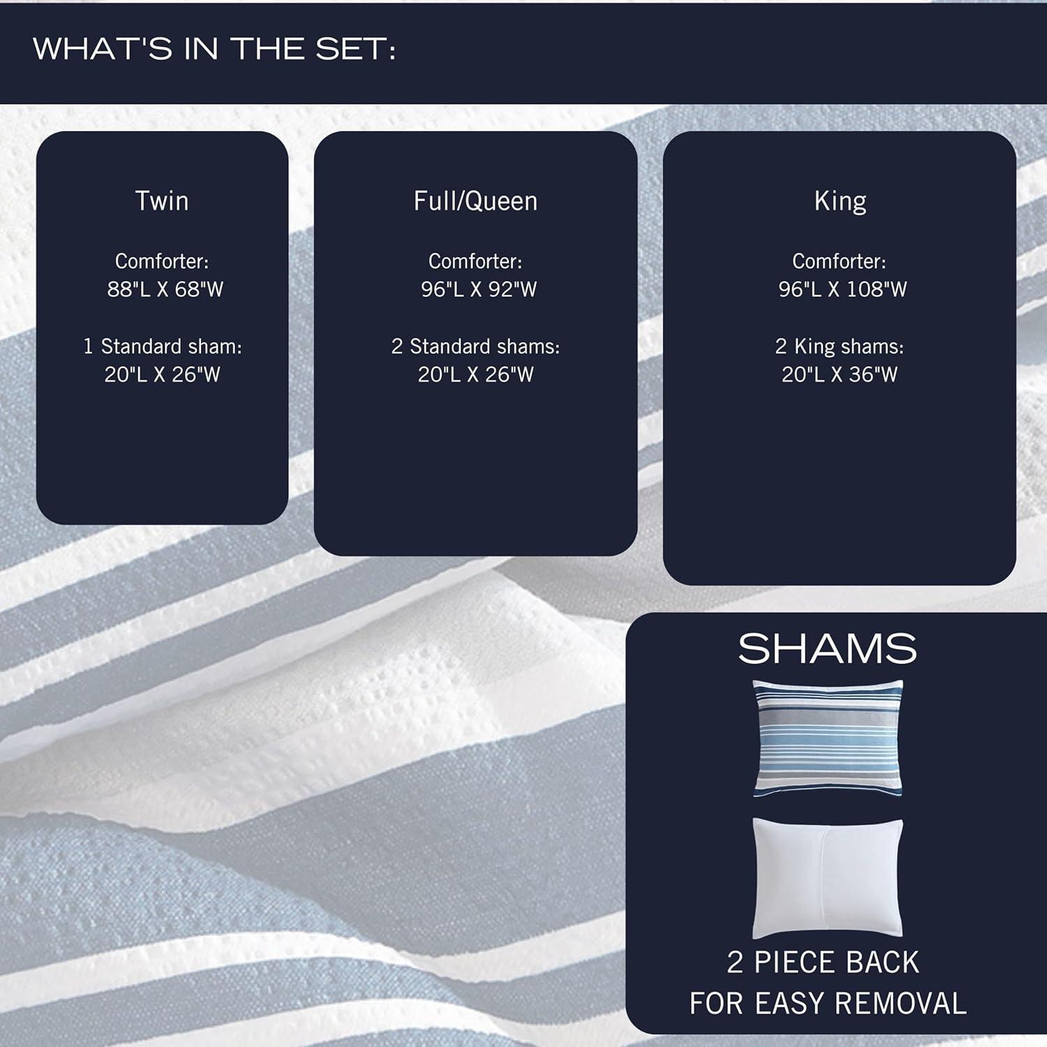 imageNautica TwinTwin XL Comforter Set Soft Brushed Bedding with a Relaxed Feel for YearRound Use 2 Piece Bed Set with Matching Pillowcase Heathered Block GreyBradlee Blue