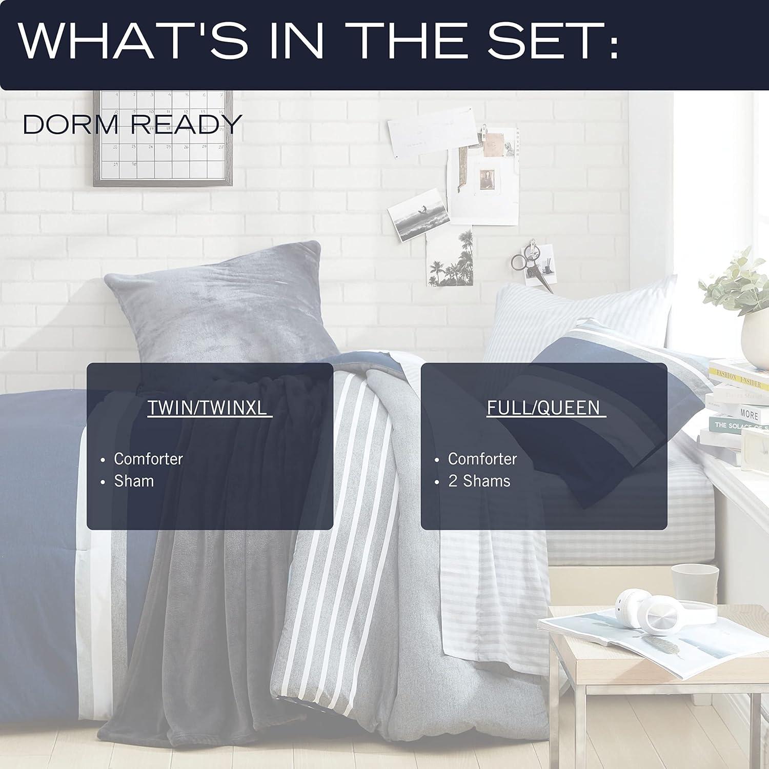imageNautica TwinTwin XL Comforter Set Soft Brushed Bedding with a Relaxed Feel for YearRound Use 2 Piece Bed Set with Matching Pillowcase Heathered Block GreyHeathered Block Flagstone