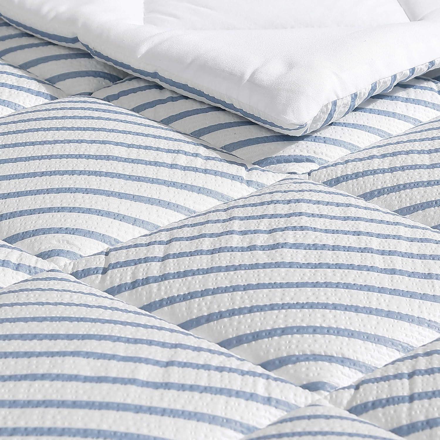 imageNautica TwinTwin XL Comforter Set Soft Brushed Bedding with a Relaxed Feel for YearRound Use 2 Piece Bed Set with Matching Pillowcase Heathered Block GreyWindsor Blue
