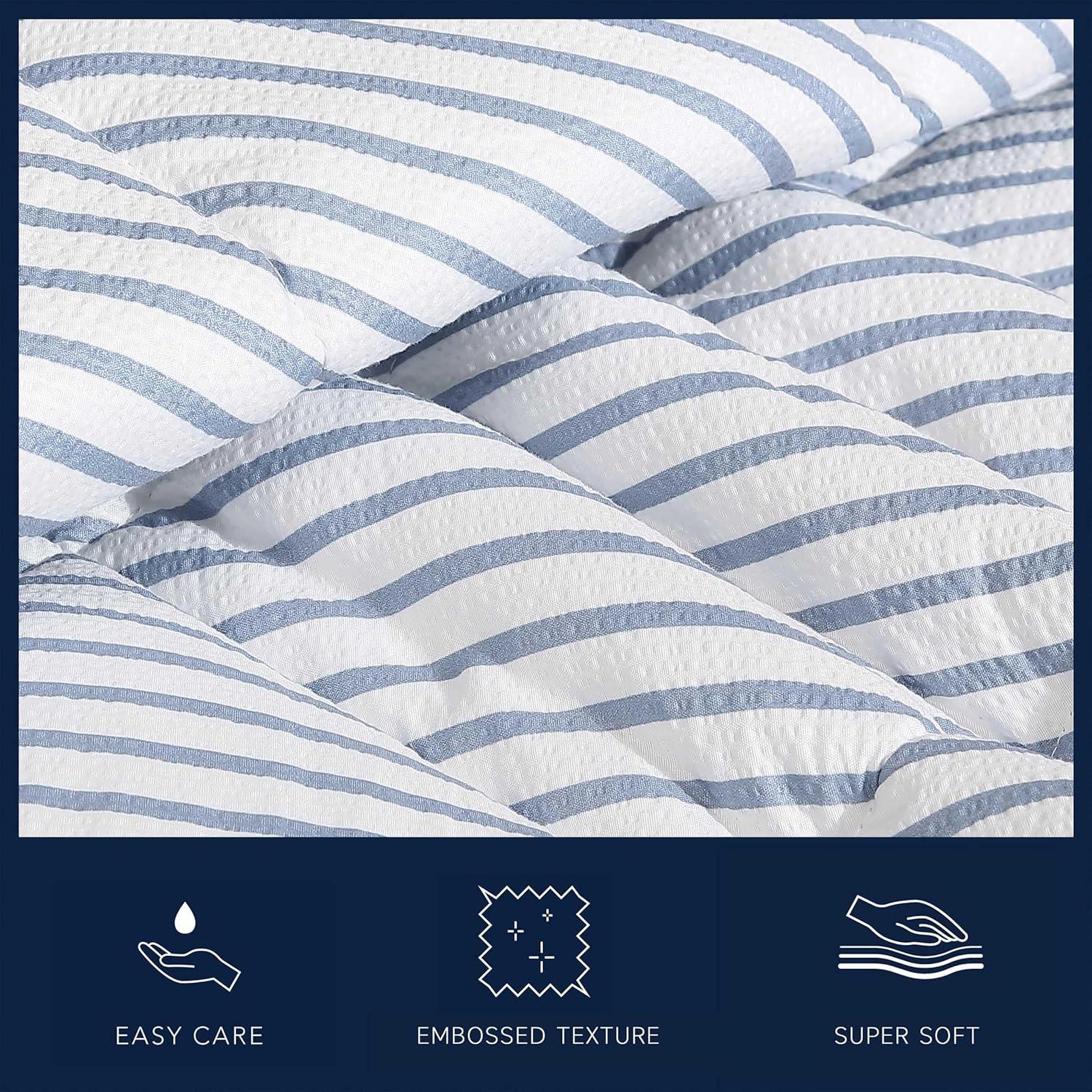 imageNautica TwinTwin XL Comforter Set Soft Brushed Bedding with a Relaxed Feel for YearRound Use 2 Piece Bed Set with Matching Pillowcase Heathered Block GreyWindsor Blue