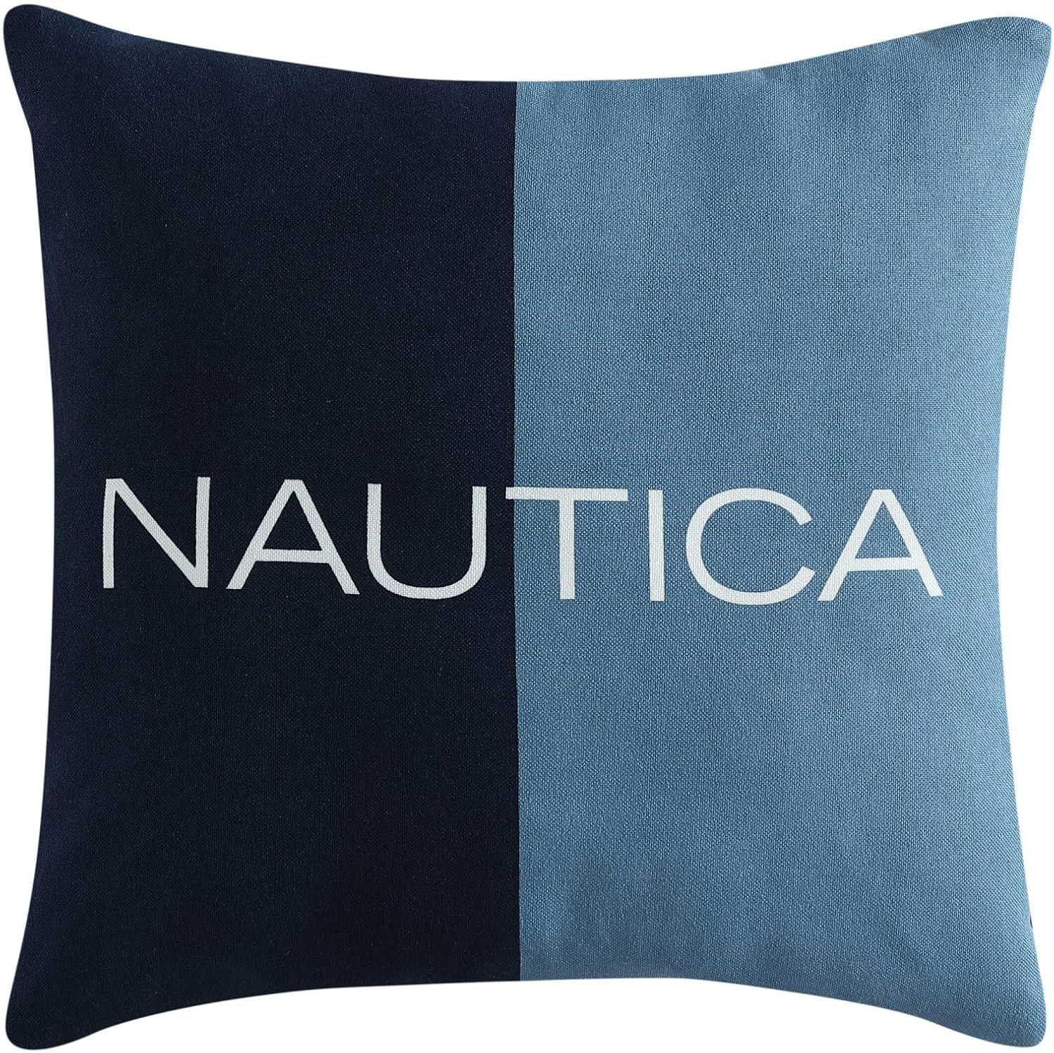 imageNautica TwinTwin XL Comforter Set Soft Brushed Bedding with a Relaxed Feel for YearRound Use 2 Piece Bed Set with Matching Pillowcase Heathered Block GreyElliot Blue