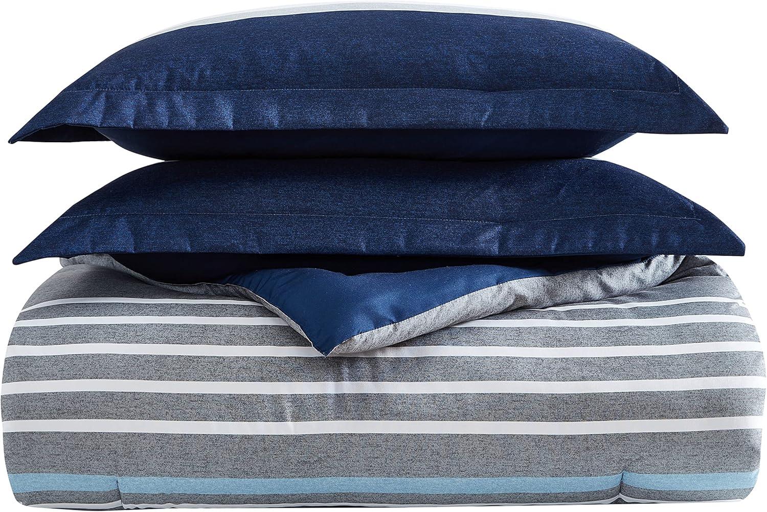 imageNautica TwinTwin XL Comforter Set Soft Brushed Bedding with a Relaxed Feel for YearRound Use 2 Piece Bed Set with Matching Pillowcase Heathered Block GreyHeathered Block Flagstone