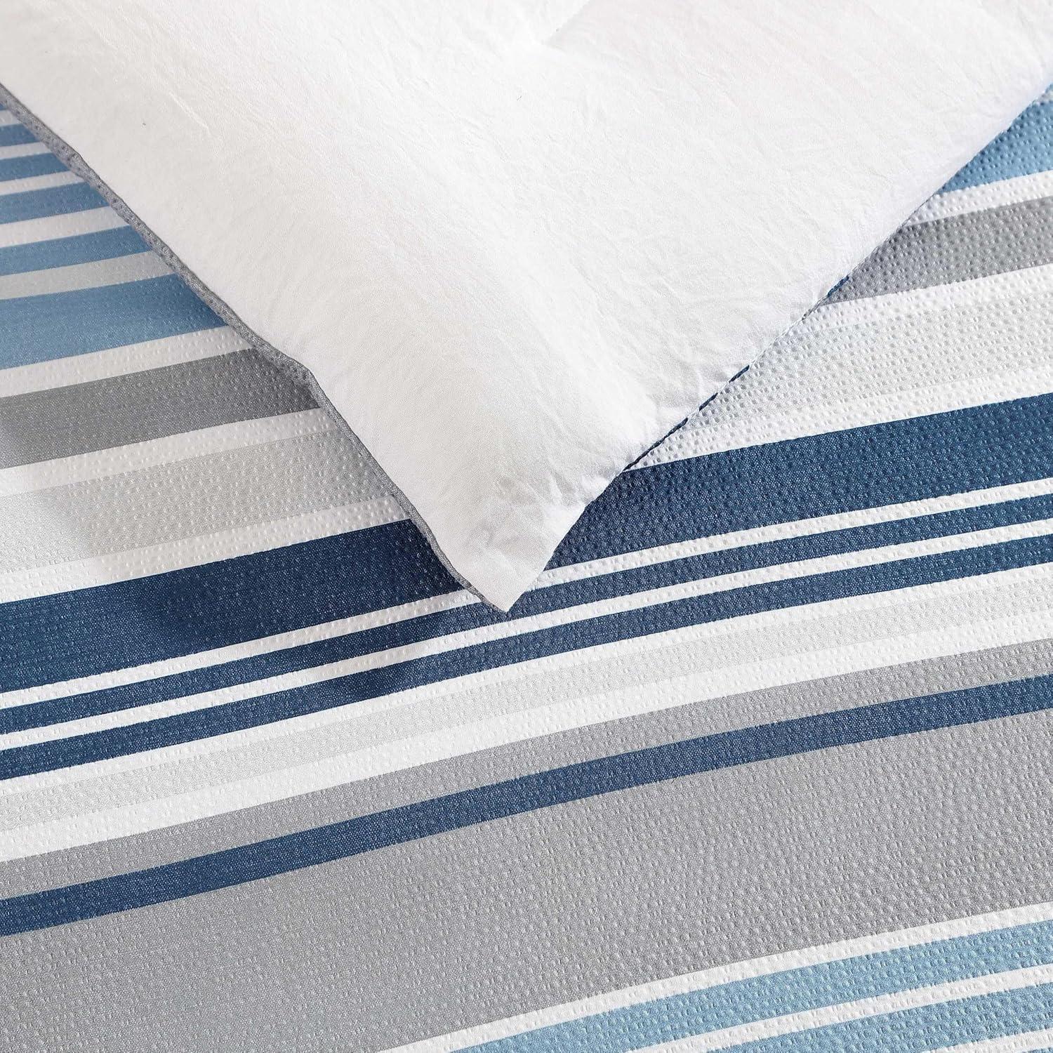 imageNautica TwinTwin XL Comforter Set Soft Brushed Bedding with a Relaxed Feel for YearRound Use 2 Piece Bed Set with Matching Pillowcase Heathered Block GreyBradlee Blue