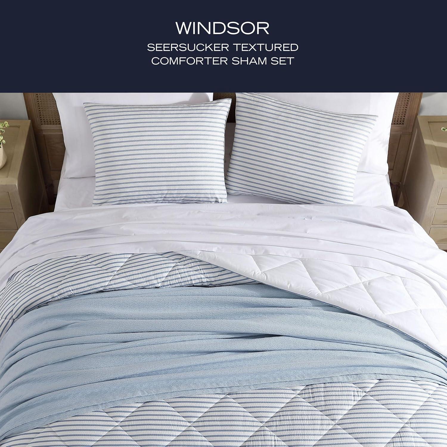 imageNautica TwinTwin XL Comforter Set Soft Brushed Bedding with a Relaxed Feel for YearRound Use 2 Piece Bed Set with Matching Pillowcase Heathered Block GreyWindsor Blue