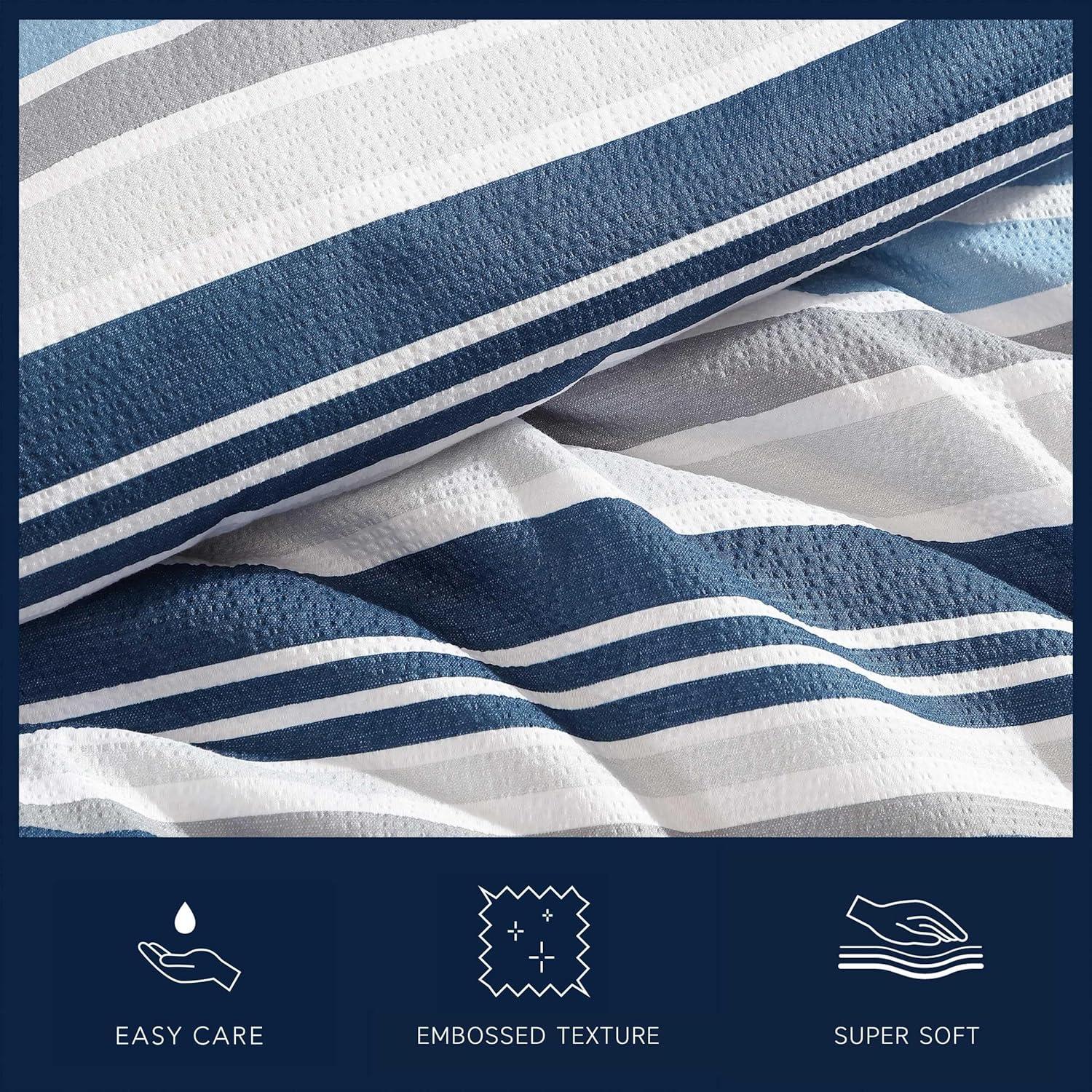 imageNautica TwinTwin XL Comforter Set Soft Brushed Bedding with a Relaxed Feel for YearRound Use 2 Piece Bed Set with Matching Pillowcase Heathered Block GreyBradlee Blue