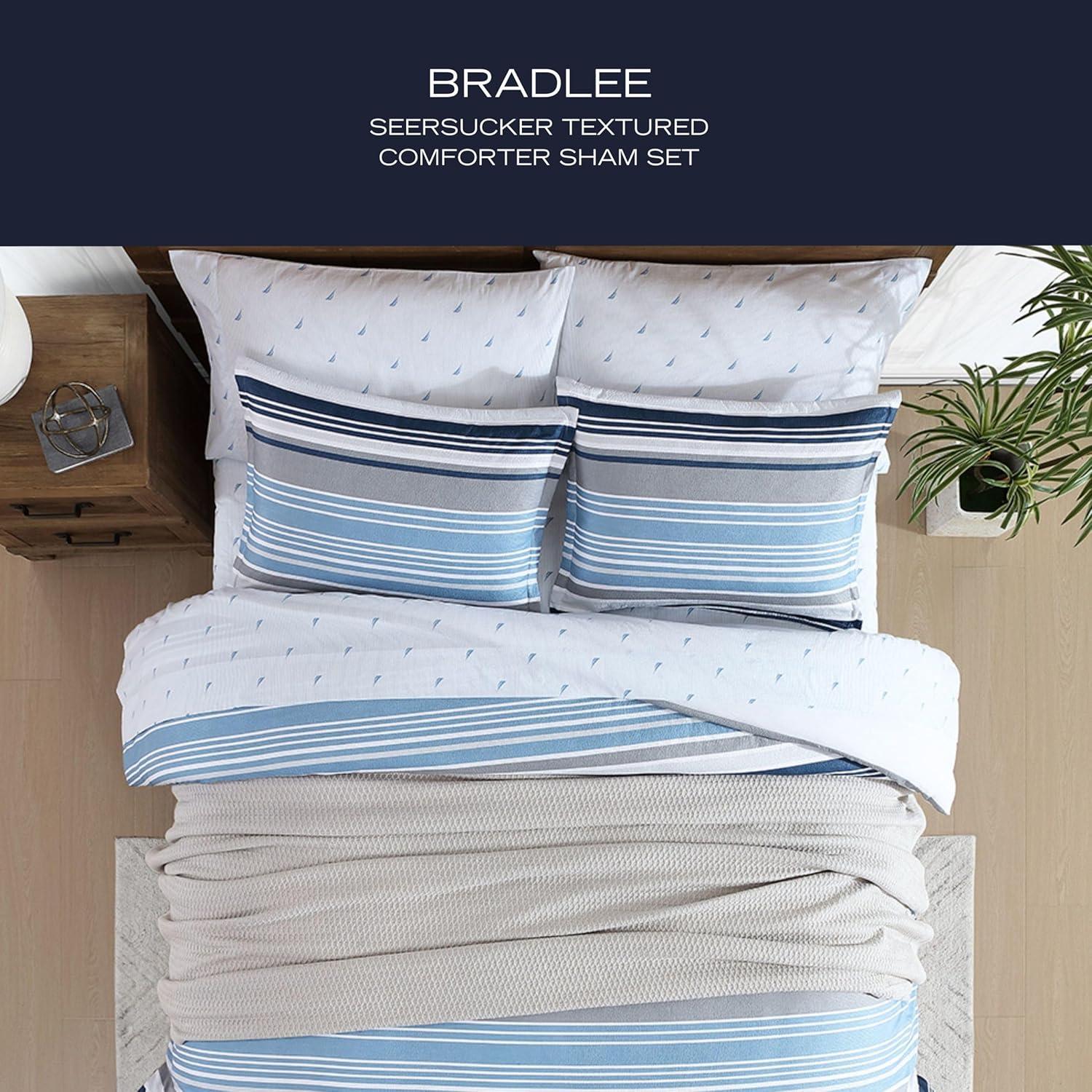 imageNautica TwinTwin XL Comforter Set Soft Brushed Bedding with a Relaxed Feel for YearRound Use 2 Piece Bed Set with Matching Pillowcase Heathered Block GreyBradlee Blue