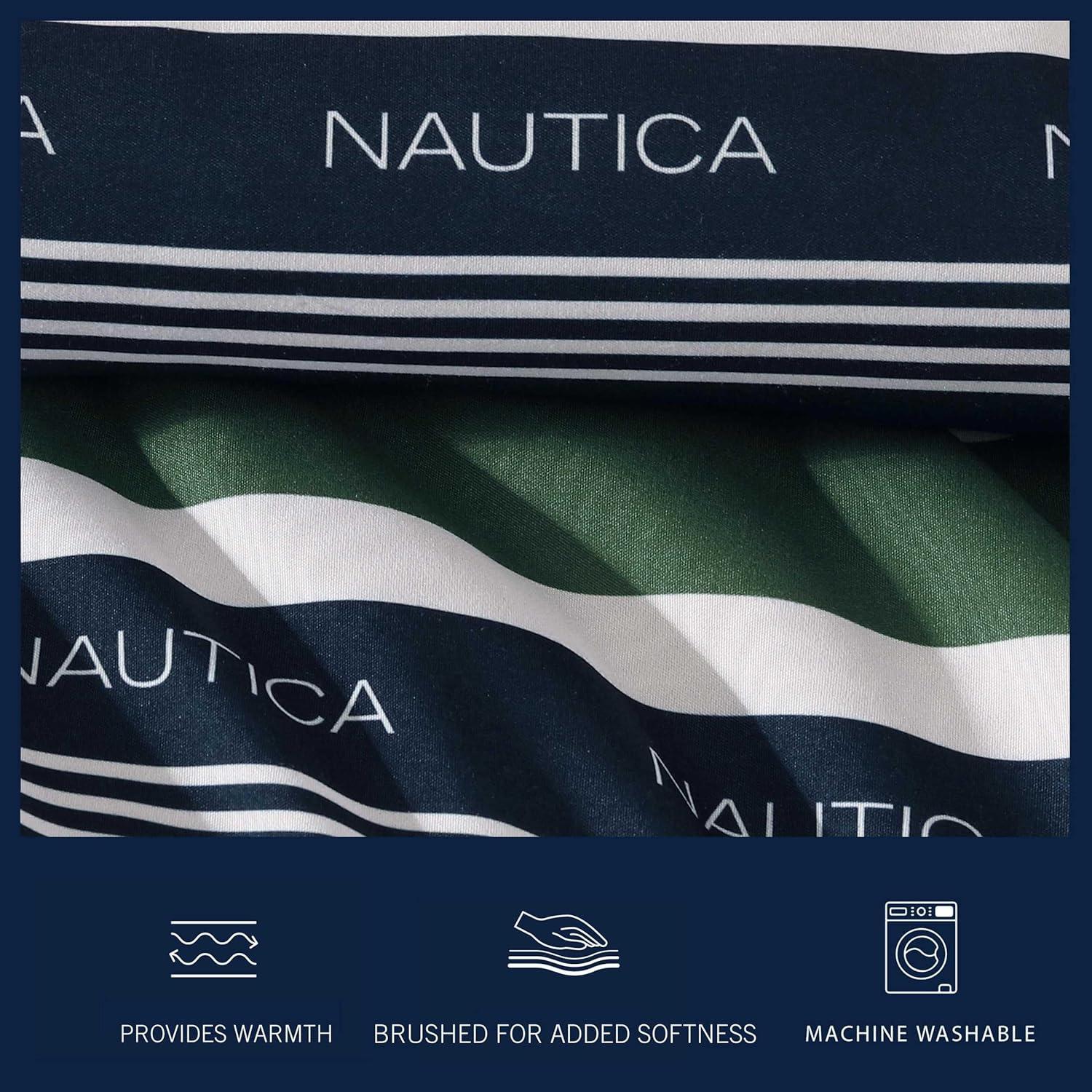 imageNautica TwinTwin XL Comforter Set Soft Brushed Bedding with a Relaxed Feel for YearRound Use 2 Piece Bed Set with Matching Pillowcase Heathered Block GreyElliot Blue