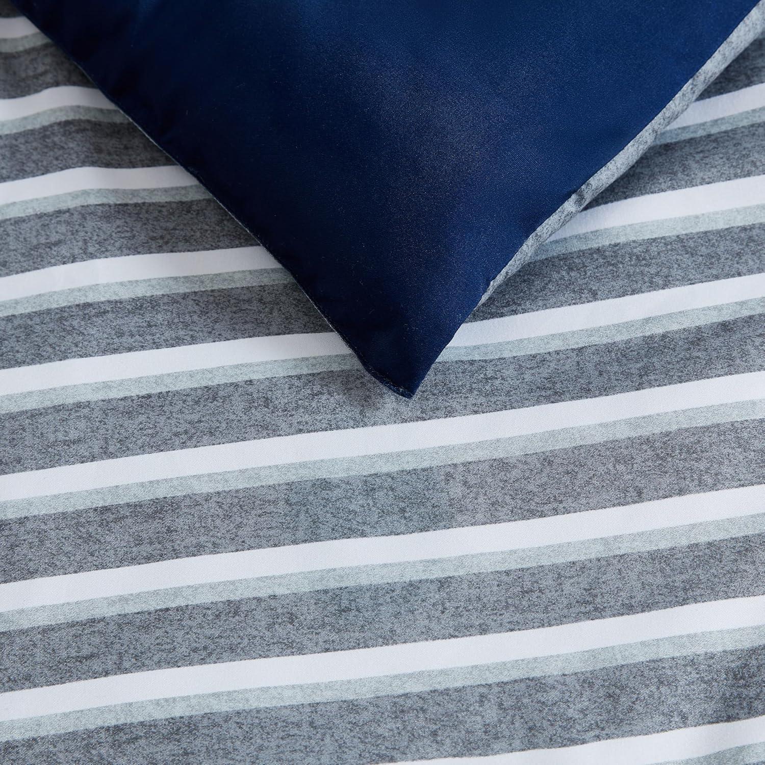 imageNautica TwinTwin XL Comforter Set Soft Brushed Bedding with a Relaxed Feel for YearRound Use 2 Piece Bed Set with Matching Pillowcase Heathered Block GreyHeathered Block Flagstone