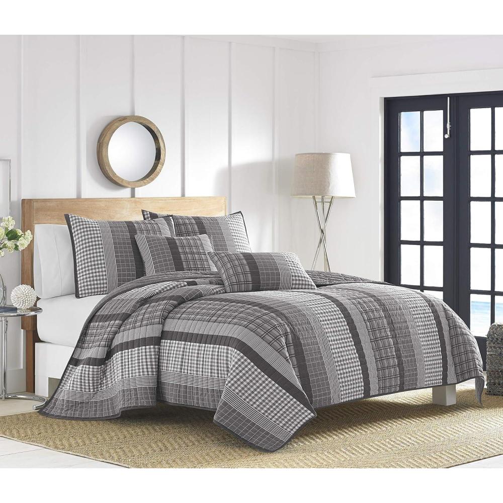 imageNautica Twin Quilt Set Cotton Reversible Bedding Home Decor for All Seasons Dorm Room Essentials Gulf Shores Grey TwinGulf Shores Grey