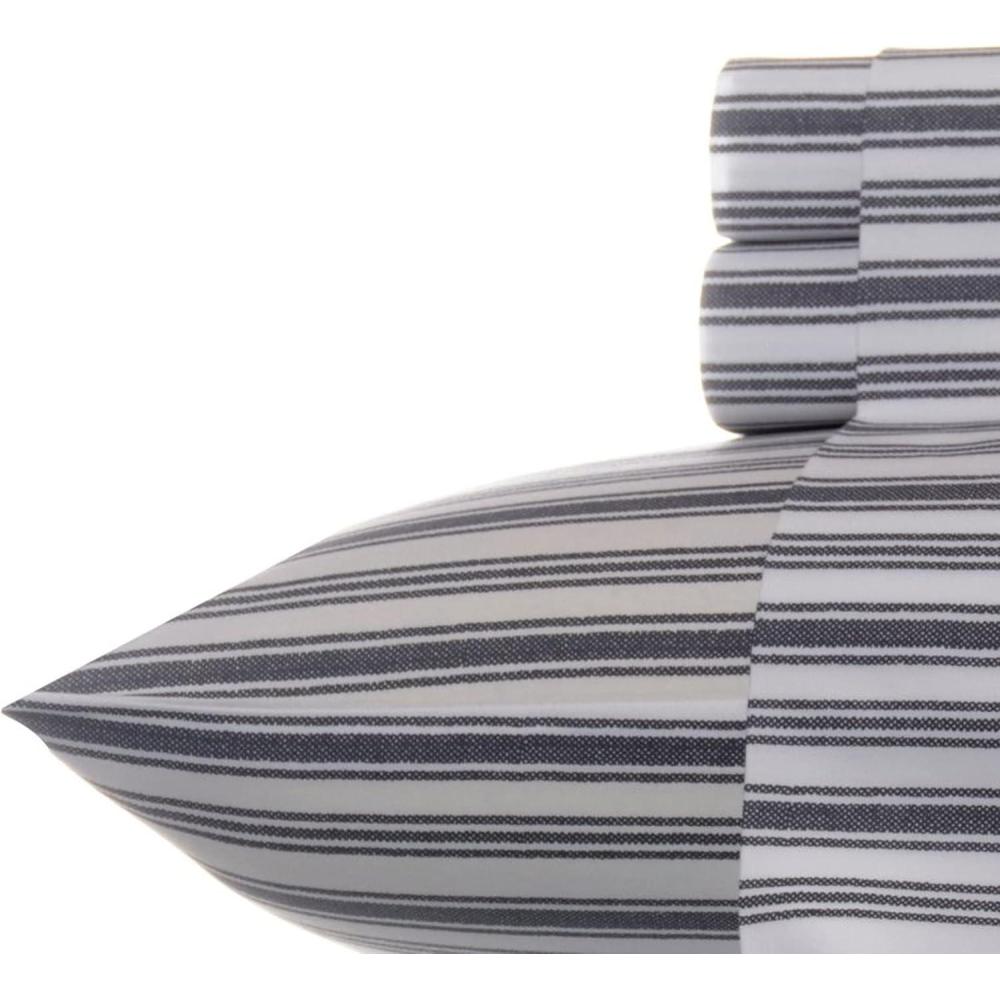 imageNautica Twin Sheet Set Cotton Percale Bedding Set Crisp amp Cool Lightweight amp Breathable Brenton Stripe Navy Blue TwinColeridge Stripe Charcoal