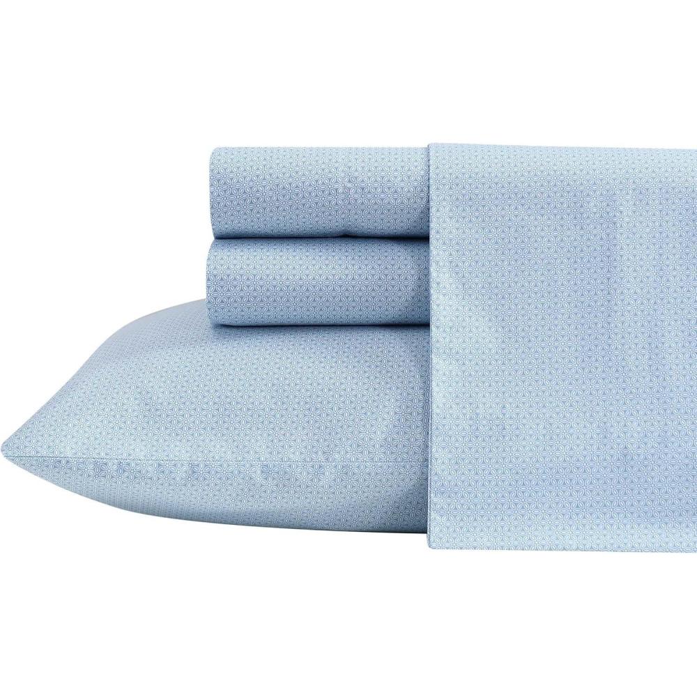 imageNautica Twin Sheet Set Cotton Percale Bedding Set Crisp amp Cool Lightweight amp Breathable Brenton Stripe Navy Blue TwinGeo Floral Blue