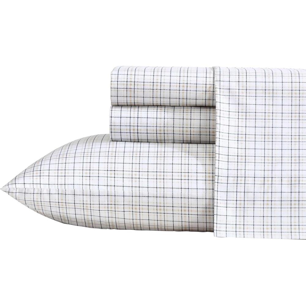 imageNautica Twin Sheet Set Cotton Percale Bedding Set Crisp amp Cool Lightweight amp Breathable Brenton Stripe Navy Blue TwinMalor Plaid