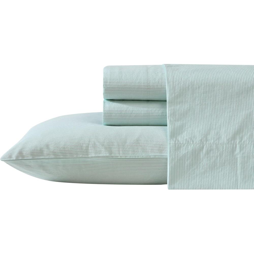 imageNautica  Twin Sheet Set Cotton Percale Bedding Set Crisp amp Cool Lightweight amp Breathable Brenton Stripe Navy Blue TwinPenny Pinstripe Green