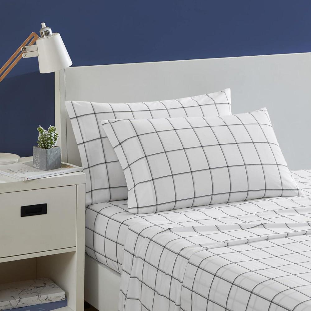 imageNautica Twin Sheet Set Cotton Percale Bedding Set Crisp amp Cool Lightweight amp Breathable Brenton Stripe Navy Blue TwinPlot Black