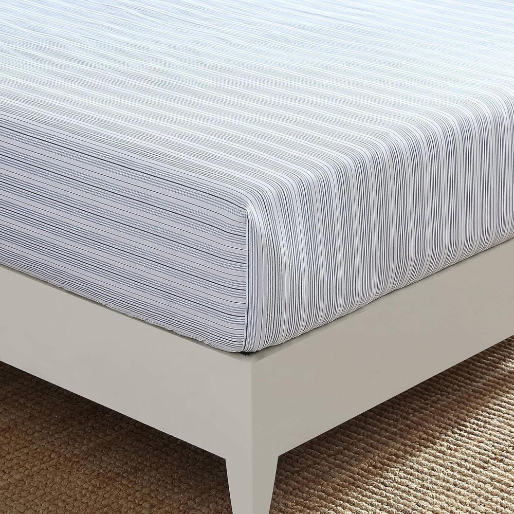 imageNautica Twin Size Fitted Sheet 100 Cotton Lightweight SinglePly Percale Bedding Cool amp Crisp Weave with Elasticized Fit for a Smooth Finish Beaux Stripe BlueBeaux Stripe Blue